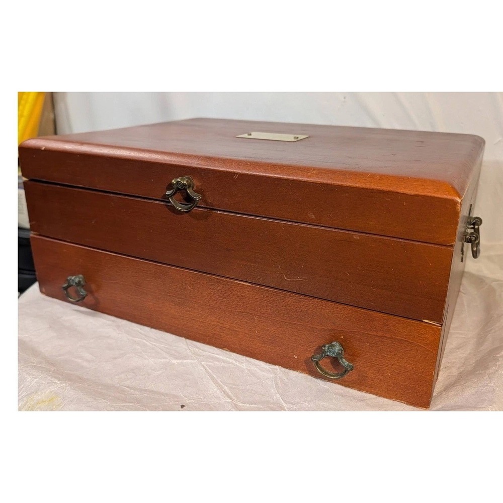 Vintage Eureka Mfg Co Wooden Cutlery Silverware Chest Box Organizer Made in USA - Picture 8 of 12